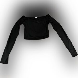 Garage Black Women's Off Shoulder Crop Cut-Out Back Top XS